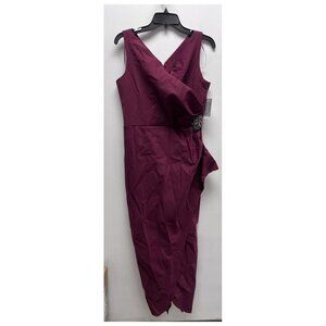 NEW Alex Evenings Womens Maxi Wrap Dress With Jewel Style sz 10 ruby red